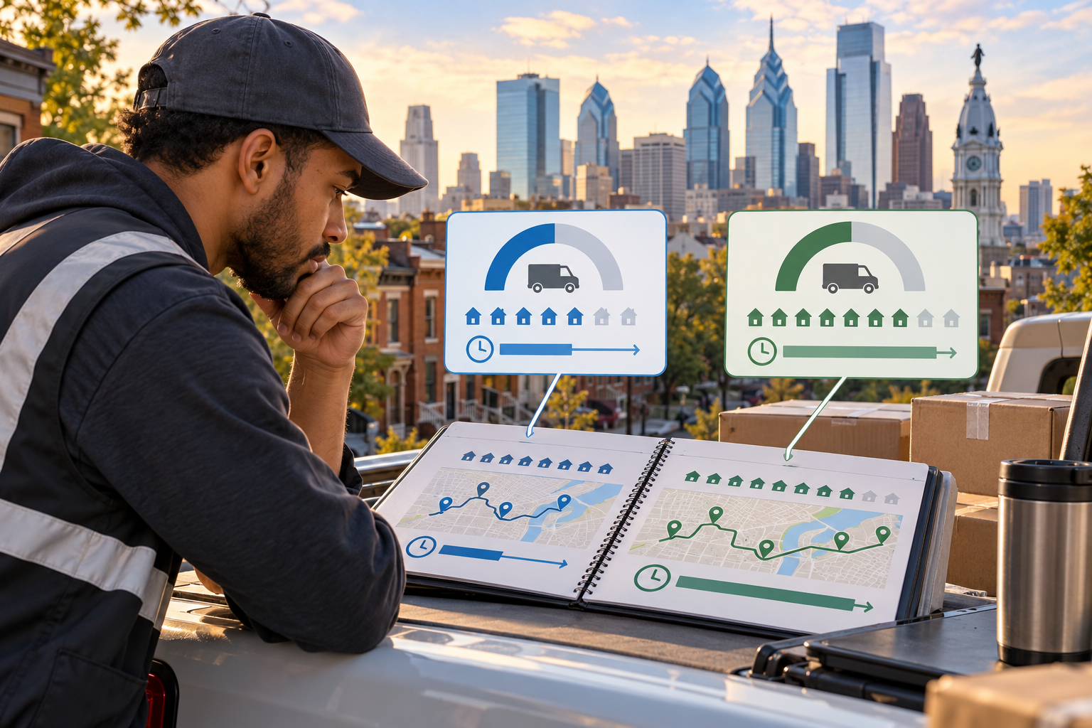 delivery job stop targets in Philadelphia: interpreting a workload rate through its counted stops, time window and exception rules while preserving safe work expectations.