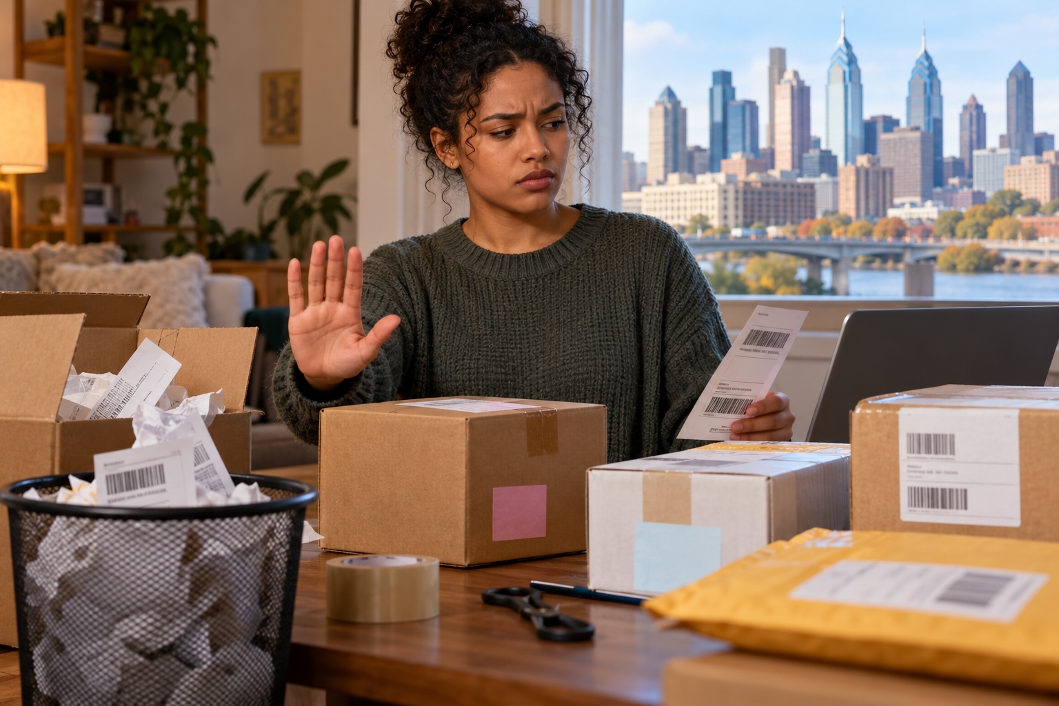 reshipping job scams in Philadelphia: recognizing a suspicious home-receipt, original-record disposal and package-forwarding arrangement behind an alleged delivery offer.