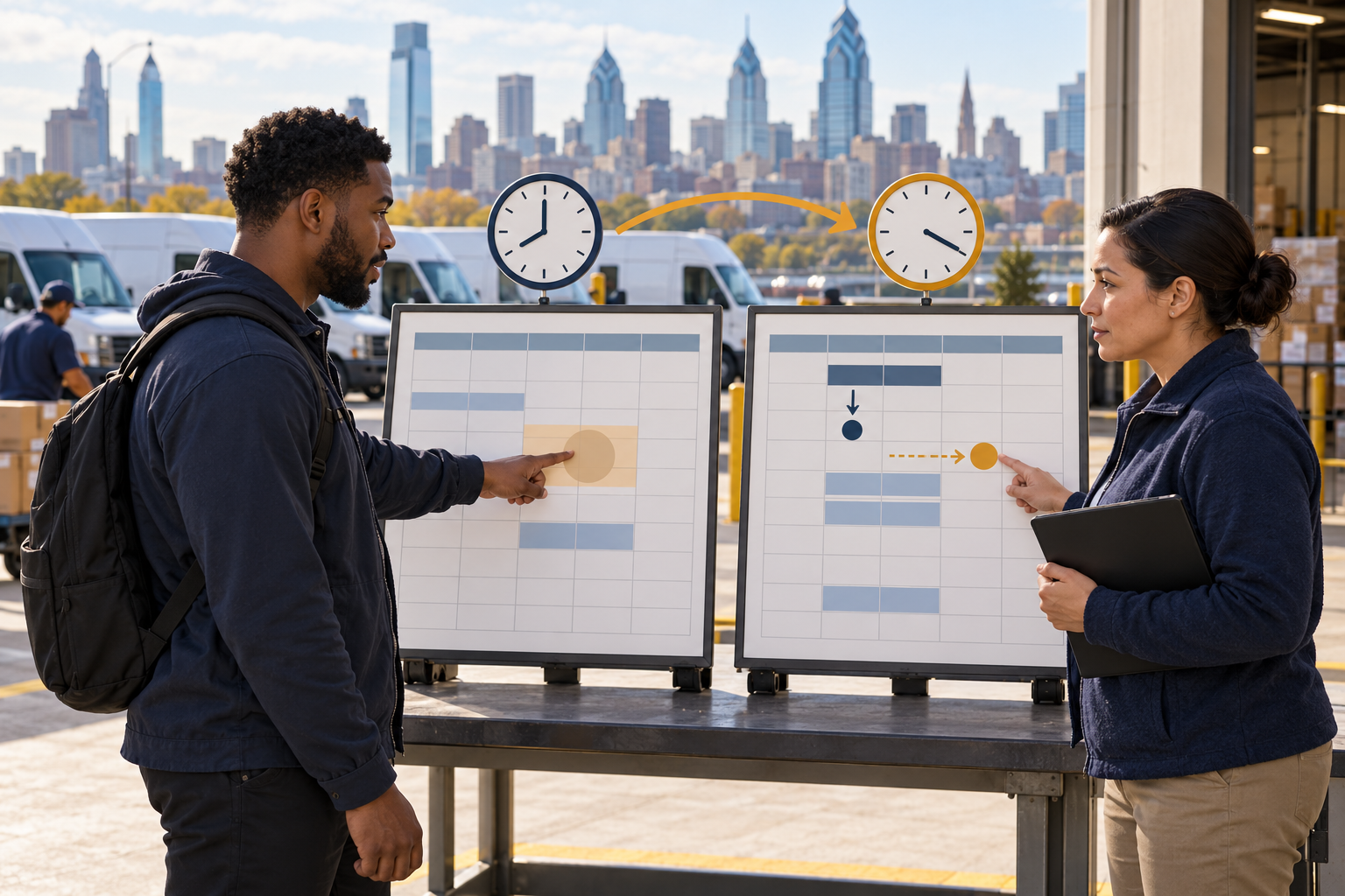 religious accommodation in Philadelphia delivery jobs: discussing a reporting-time conflict and whether a schedule adjustment resolves it.