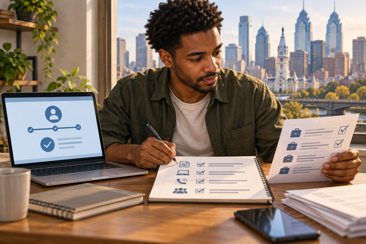 UC work search for Philadelphia delivery job seekers: tracking completed weekly applications and search activities separately from employment-service registration.